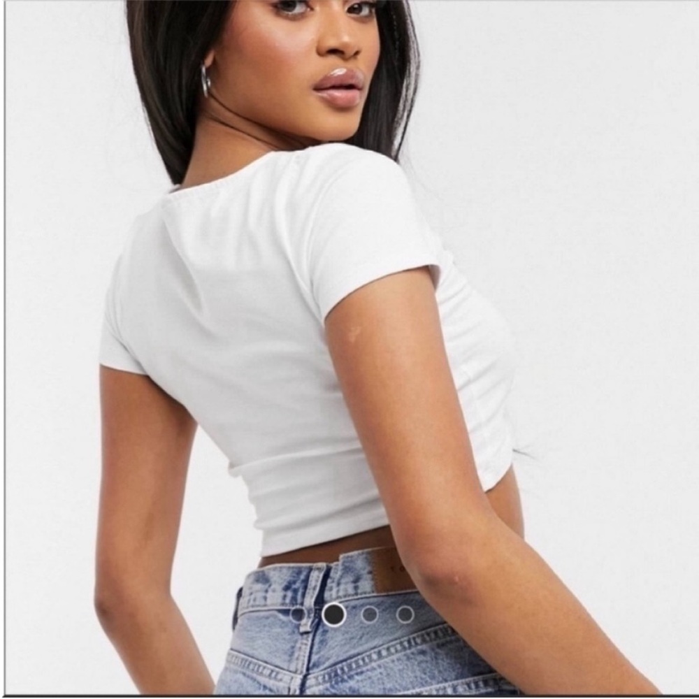 ASOS White Ruched Crop Top - Picture 2 of 5